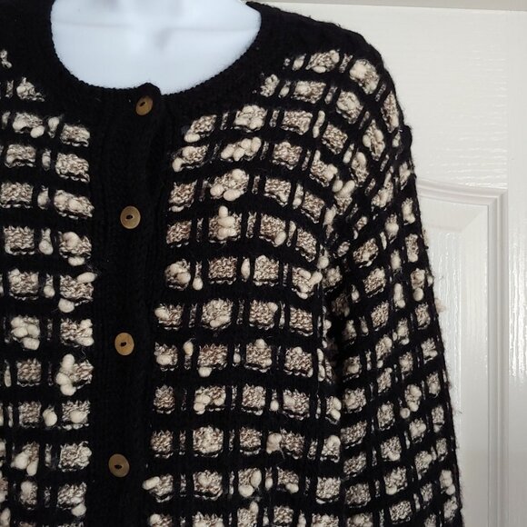 The Peruvian Connection Textured Bubble 3D Knit Wool Button Cardigan Old Money S - Picture 4 of 12